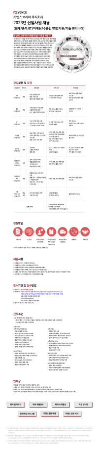 [키엔스코리아]2023년 하반기 비영업 신입사원 채용